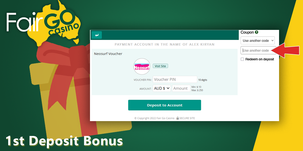 First Deposit Bonus at Fair Go Casino